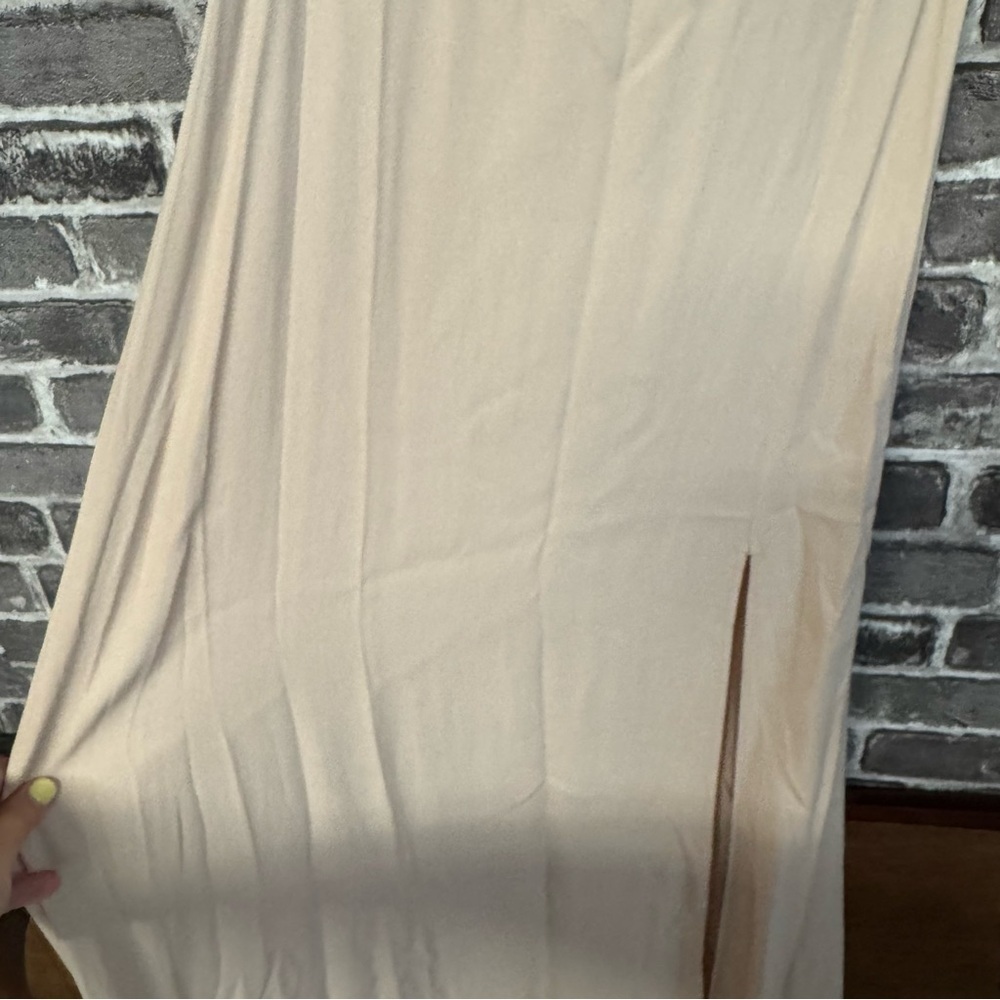 REFORMATION Redford Dress in Champagne maxi gown leg slit - Picture 7 of 14